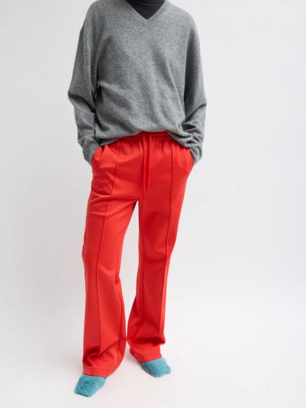 Tibi Active Knit Scottie Jogger Track Pants Red EUC L
